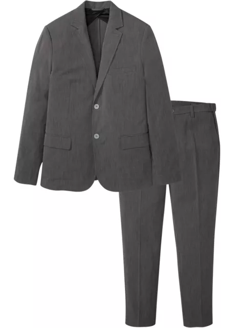 Set 2 pezzi abito uomo giacca e pantaloni slim fit taglia 60 antracite melangia nuovo