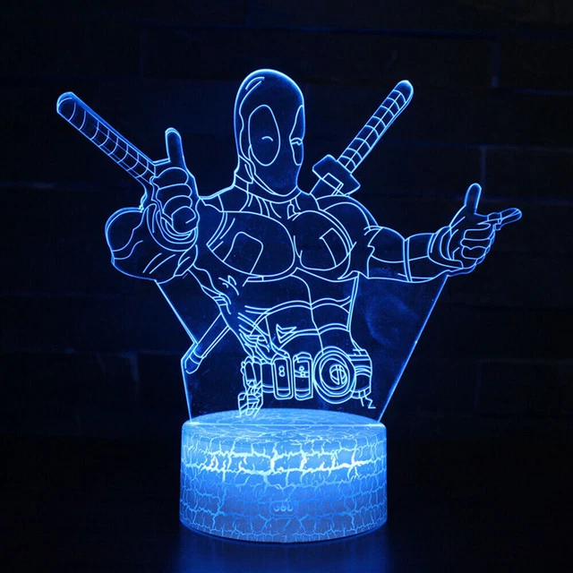 3D ILLUSION LED Marvel Deadpool Night Light 7 Color Changing Touch ...