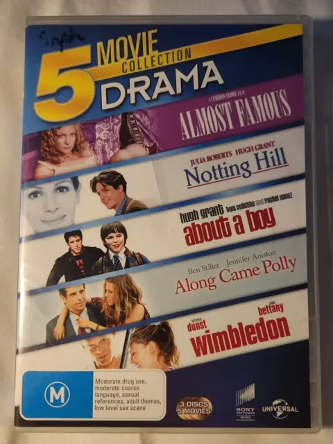 5 movie DVD: Almost Famous/Notting Hill/About a boy/Along came Polly/Wimbledon