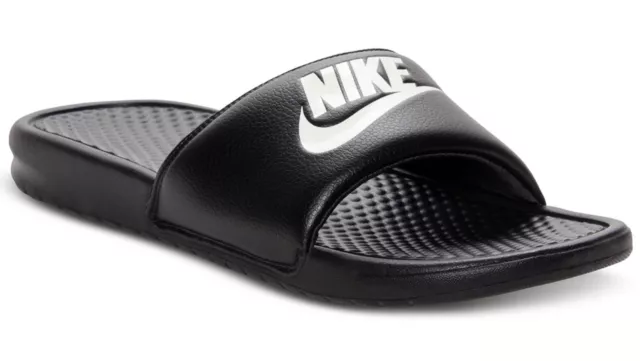 New Men's Nike Benassi JDI Slide Sandals Black, White, Red