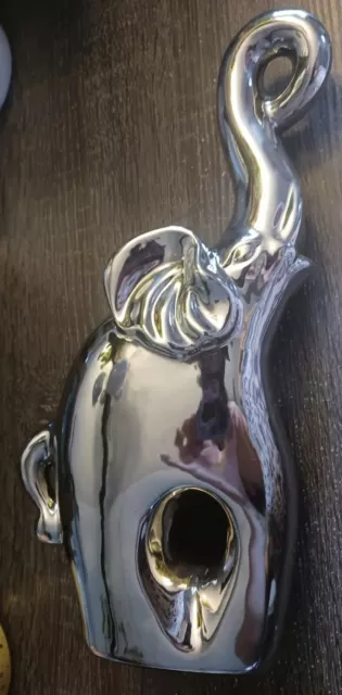 Silver Ceramic Elephant Decorative 13in. Tall Pre-Owned Great Condition