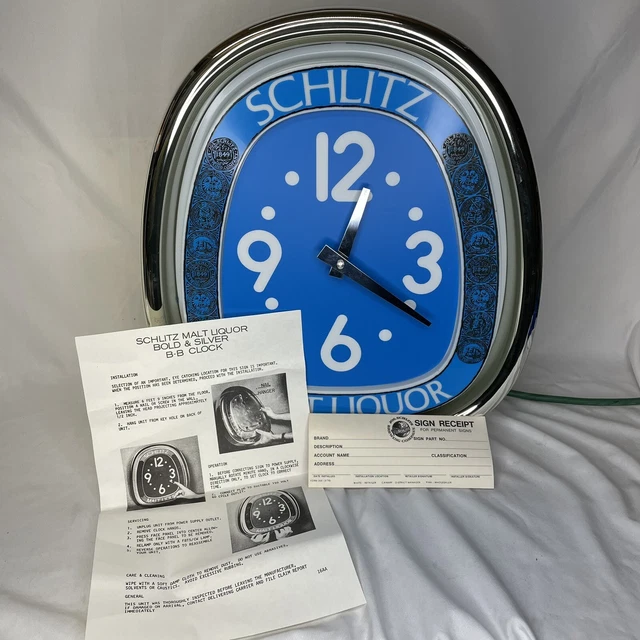 Schlitz Malt Liquor Vintage Bold & Silver B-B Lighted Clock Sign Bar Man Cave Schlitz Malt Liquor Vintage Bold & Silver B-B Lighted Clock Sign Bar Man Cave