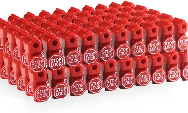 Peg Hook Locks Stop Lock 100Pcs Plastic Red Stop Locks Retail Peg Hook Security