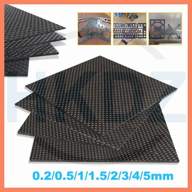 Carbon Fiber Board Sheet Plate Panel 3K Weave Glossy 0.2/0.5/1/1.5/2/3/4/5mm