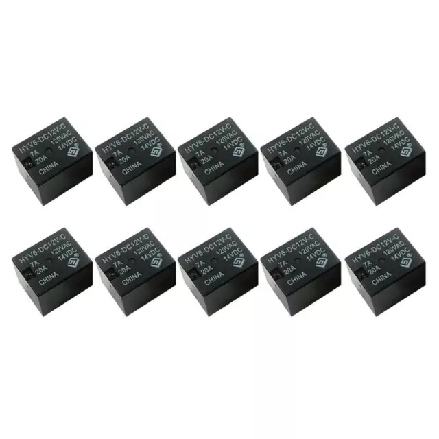 10PCS 12V DC Mini Power Relay HYV6-DC12V-C SPDT 7A 20A PCB Mount with 5 Pin