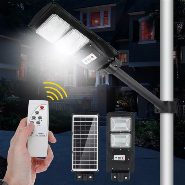 60/90W LED Solaire Radar léger Rue Motion Sensor Wall Timing lampe+ Télécommande