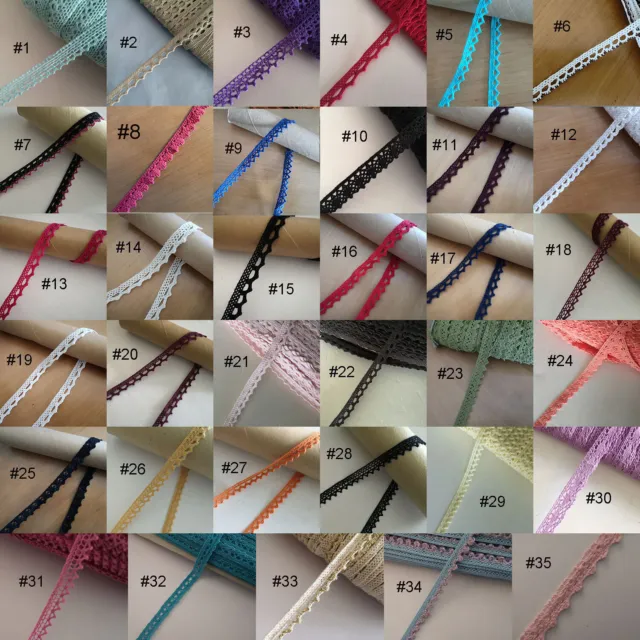 30 Colors 5 -10 Yards 0.5" Wide Cotton Crochet Cluny Lace Edging Trim Lace zhm36