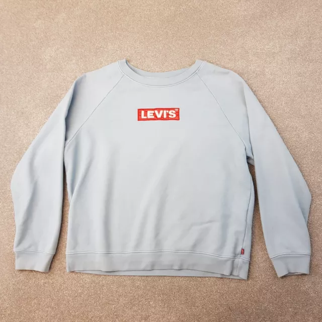 Levis Womens Sweatshirt Large Blue Sweater Pullover Jumper Boxy Fit Spellout