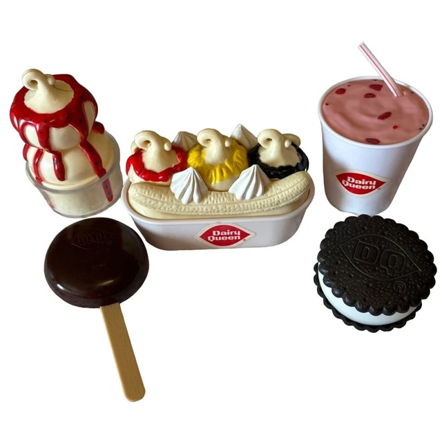 Dairy Queen Plastic Toys Lot 5-Dilly Bar Ice Cream Sandwich Sundae Shake Split