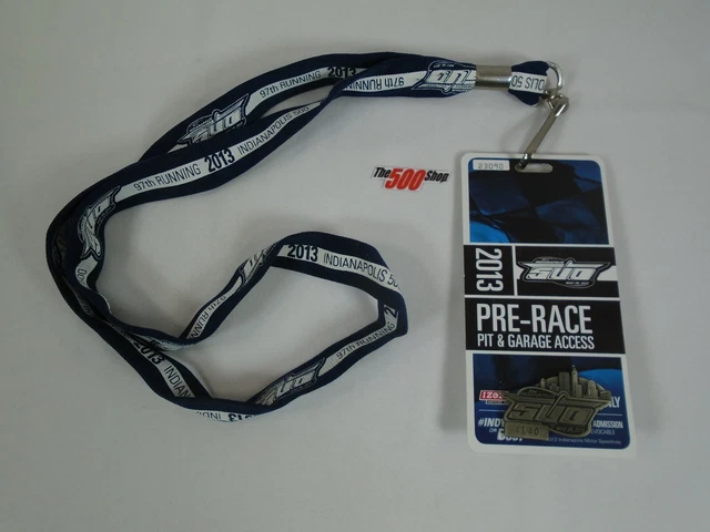 2013 Indy 500 Silver Pit Badge #4140 Pre-Race Hard Card Lanyard Tony Kanaan