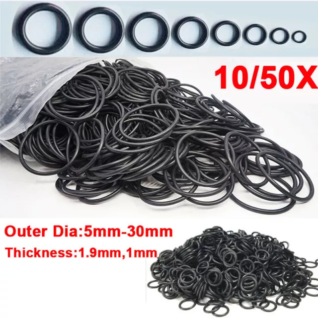 Black Oil Resistant O-Ring Seal Washers NBR Rubber Mechanical 5-30mm 1.9mm 1mm