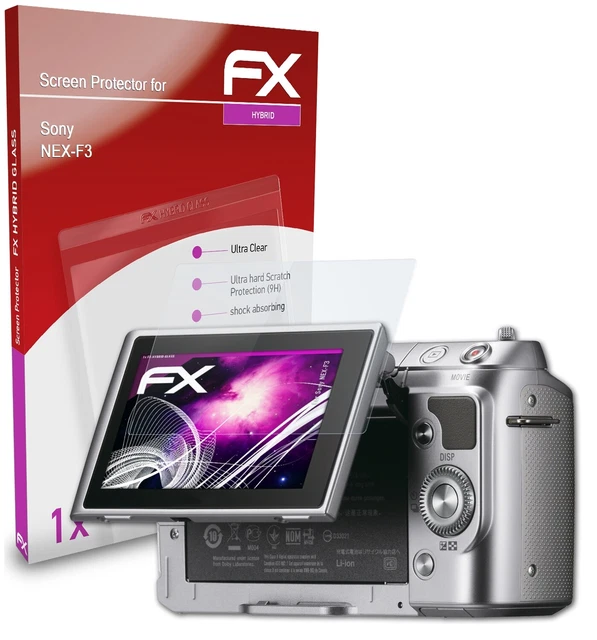 atFoliX Glass Protective Film for Sony NEX-F3 Glass Protector 9H Hybrid-Glass