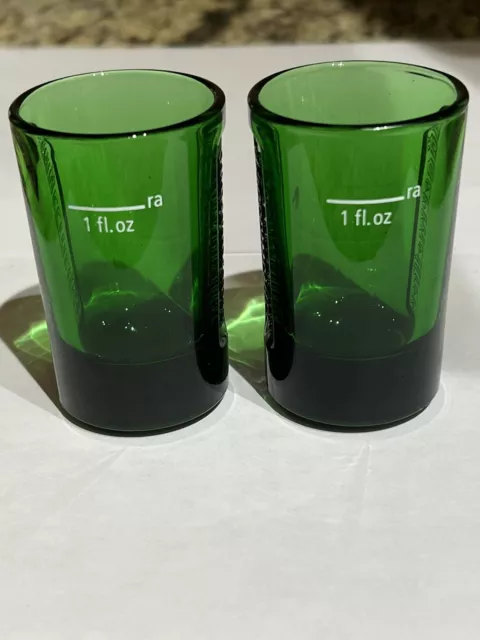 Jager Meister Jagermeister Green Glass Shot Glasses Lot of 2 Liquor Glasses
