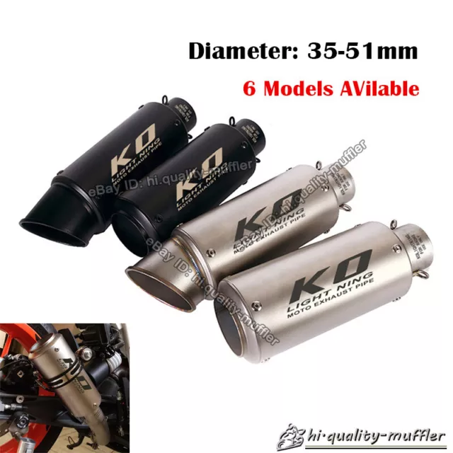 38~51mm Universal Motorcycle Bike ATV Exhaust Muffler Pipe Silencer Tail Tube