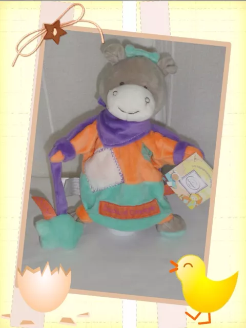 ☻ - Doudou Marionnette Ane Zig Zag Etiquettes  Doudou et Compagnie