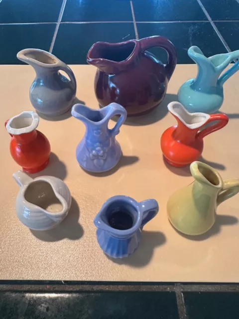 Vintage collection of miniature Creamer Pitchers- pottery- all colors