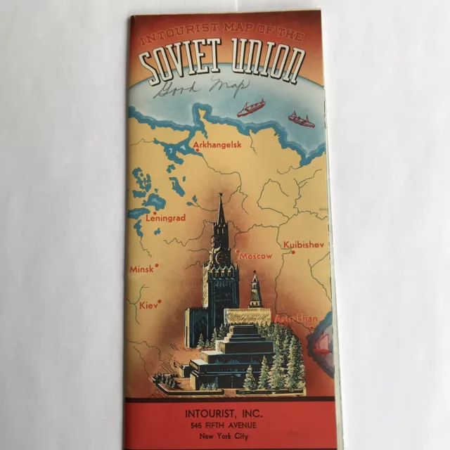 Intourist Soviet Union Map 1939 Russia Tours