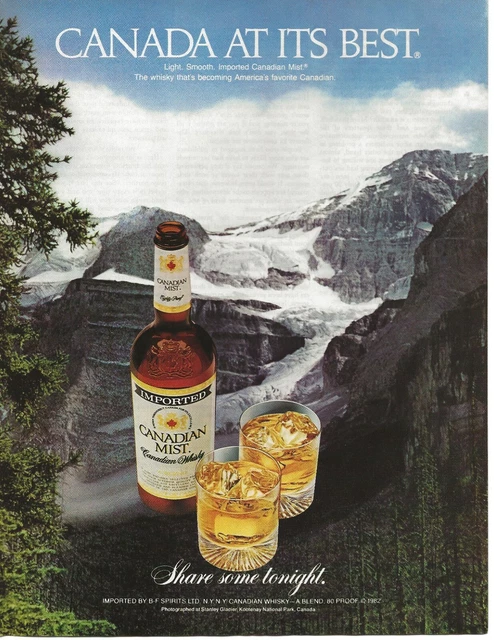 1983 Canadian Mist Original Print Ad 8x11" Stanley Glacier, Kootenay National