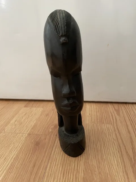 Vintage Tanganyika African Tribal Hand Carved Ebony Bust Wood Sculpture