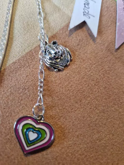 Silver Guinea Pig Bookmark Heart Charm Wiccan Book Mark Pagan, Free Inland Post