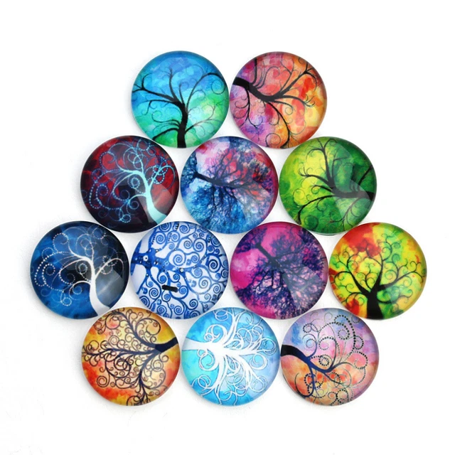 12Pcs Half Round Gems Round Glass Cabochons Glass Cabochons Jewelry Making