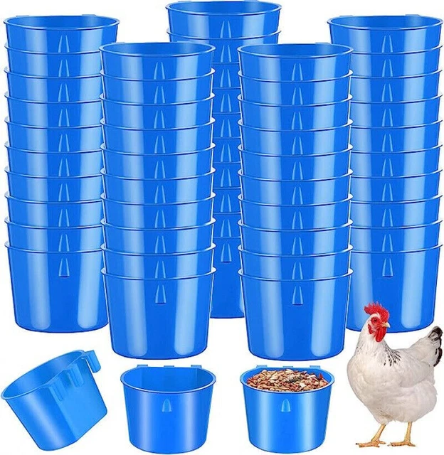 50x Bird  Cage Cups Watering Feeders Chicken Water Bunny Food Bowl Hanging  Dish