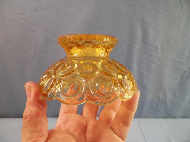 L.G. Wright Amber Glass Moon & Stars Replacement Mini Miniature Oil Lamp Shade