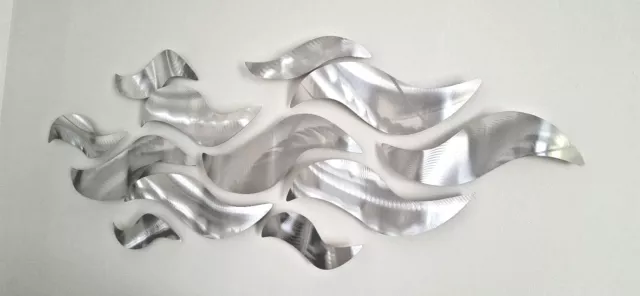 "NEW" Large Metal Wall Sculpture Modern Abstract Art Wave Painting Home Decor