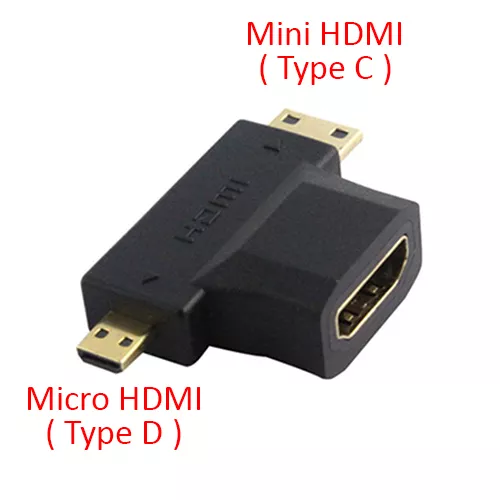 3-in-1 HDMI Type A Female to Mini & Micro HDMI Male Adapter Converter - 1080p