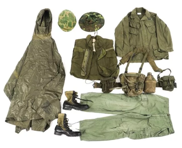 Vietnam War US Army Helmet and Field Gear