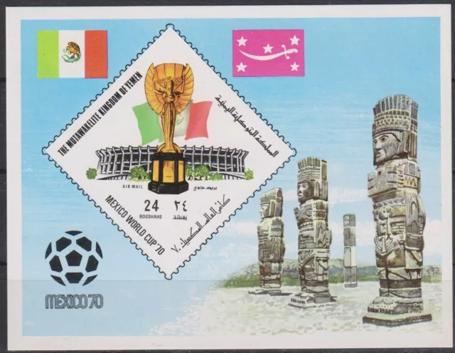 Briefmarken Fussball-WM 1970 - JEMEN - Block ungez. postfrisch