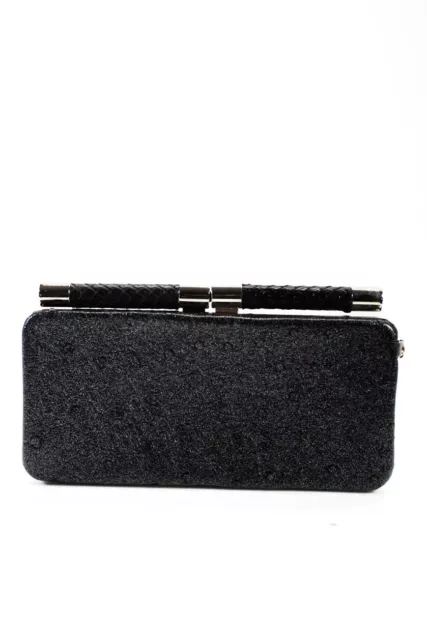 Tyler Alexandra Womens Glittery Black Textured Crossbody Clutch Bag Handbag