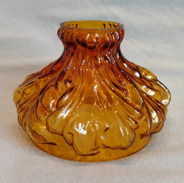 4 inch PLUME SHADE HONEY AMBER GLASS for MINIATURE OIL LAMPS - New