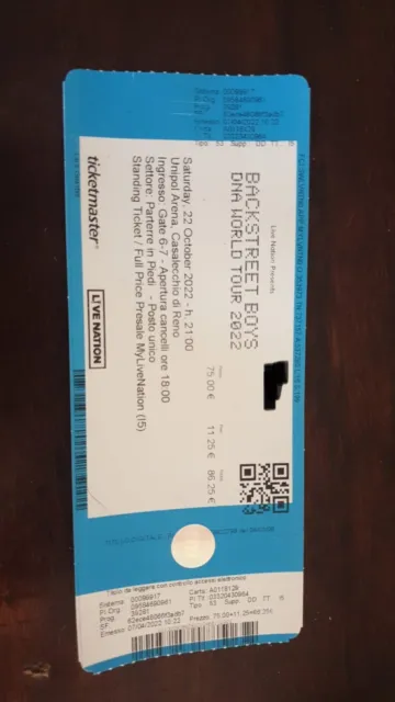 Biglietto concerto Backstreet Boys 22/10/2022