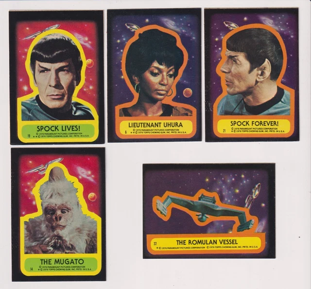 1976 Topps Star Trek Sticker Lot (5)