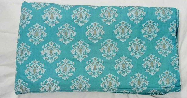 0.9m Indien Vert Sarcelle Main Bloc Imprimé Floral Tissu Coton Couture Artisanat