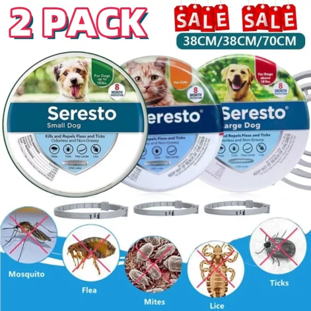 2X Boxed Adjustable Anti Flea And Tick Collar 8 Month Protection For Dogs Cats