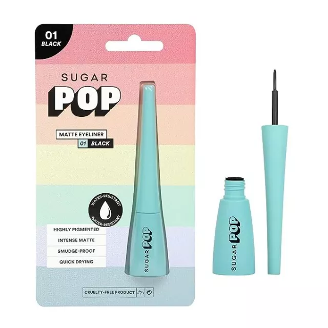 Sugar Pop Finition Mate Eye-Liner, Riche Couleur Intense 01 Noir Séchage Rapide