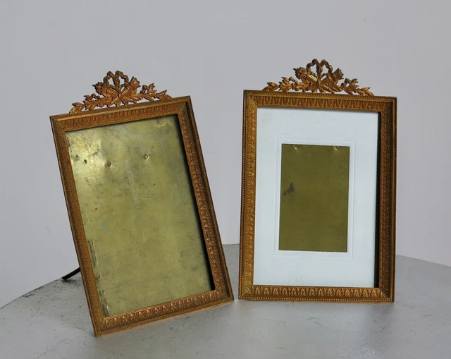 Cadre Ancien En Laiton Doré Style Louis XVI - Époque XIXème, Dimensions 16.5x14.2 Cm, Bon état