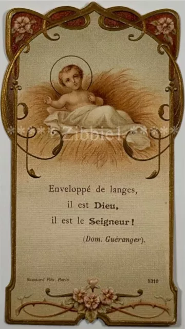 Venite Adoremus!, Antique Die-Cut Embossed French Holy Devotional Prayer Card.