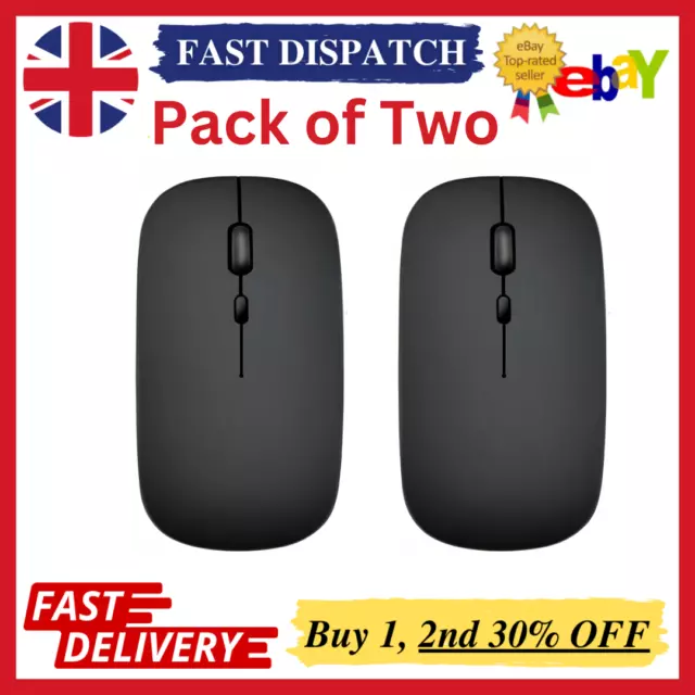 2 X 2.4 GHz Wireless Cordless Mouse Mice Optical Scroll For PC Laptop Computer