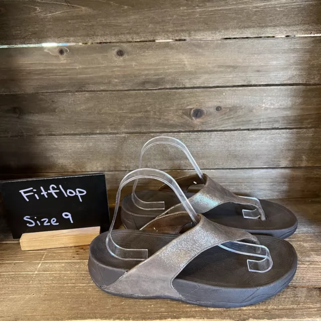 Womens FitFlop Lulu Shimmer Bronze Thong Sandals Flip Flops Size 9 M GUC