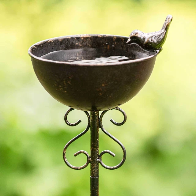 Vogeltränke Gartenstab stehen Vogelbad Metall Wasserschale Futterstelle Erdspieß