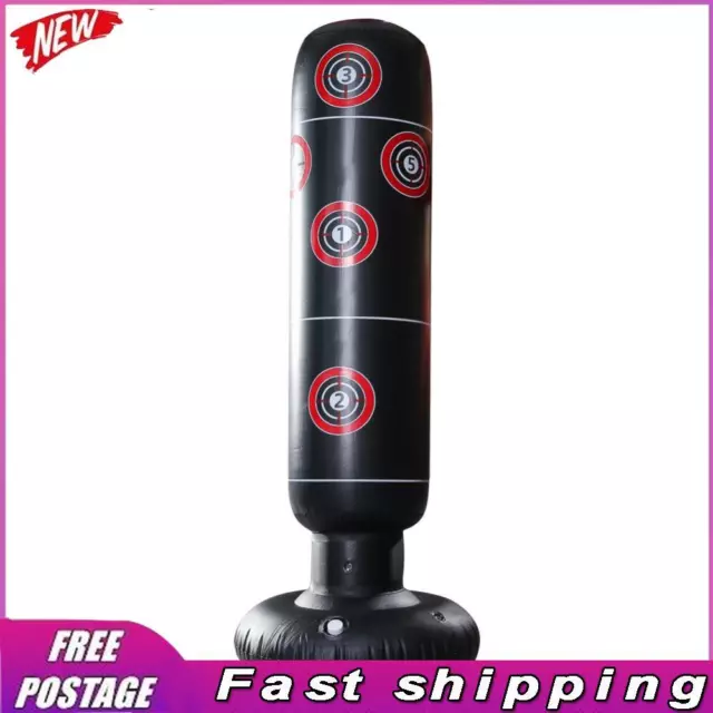 Inflatable Boxing Bag Train Punching Stand Fitness Equipment (Black 1.6m)