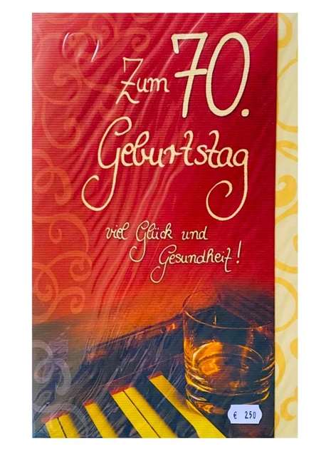 Geburtstagskarte Zum 70. – Motiv Sonne & Wein, A5, Glänzend, Mit Haftklebe-Verschluss