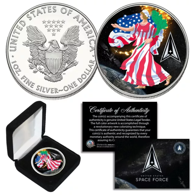 SPACE FORCE USSF AMERICANA LADY LIBERTY 1oz .999 SILVER AMERICAN EAGLE with BOX