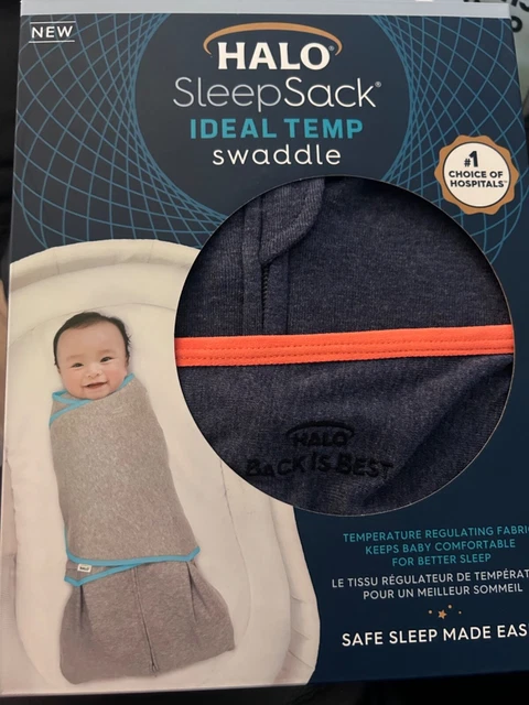 HALO SleepSack Swaddle Sz 3-6 Months Ideal Temp Blue Cotton