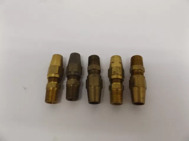 Brass Compression Male Connector 3/8” Tube OD x 1/4” NPT  (Lot of 5) DOT fitting