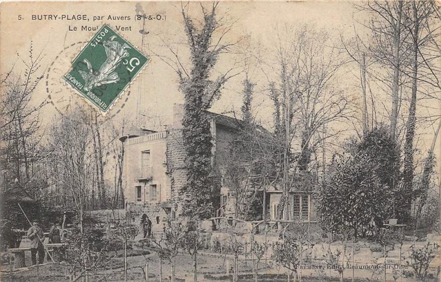Cpa 95 Butry Plage Par Auvers Le Moulin A Vent