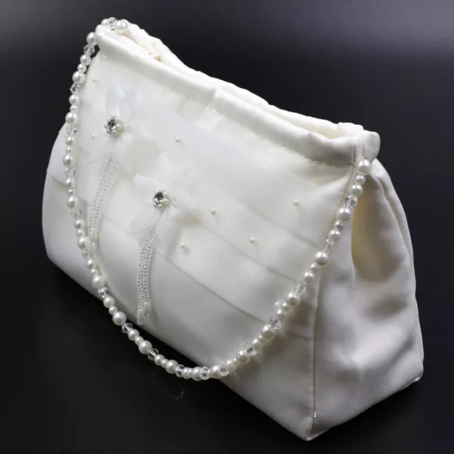 Brauttasche Z051 Abendtasche Damen Satin Traumhafte Perlen Braut Beutel Lafairy